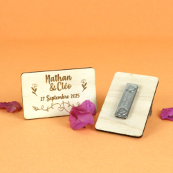 Badge bois magnétique